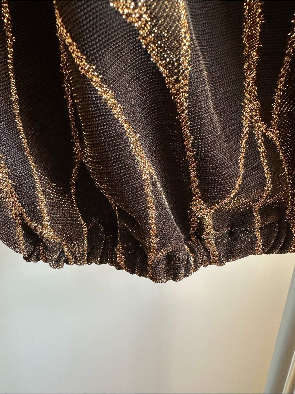 cleo Black Blouse with Gold Wave Pattern - Picture 5 of 7